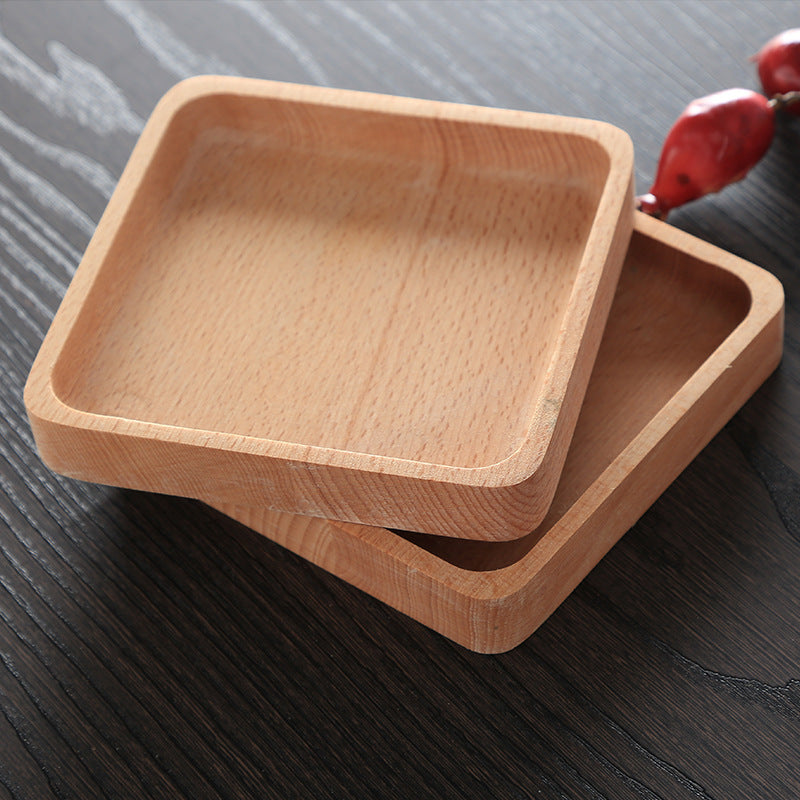 Round Rectangular Wooden Tray Breakfast Food Dinner Dessert Tea Tray