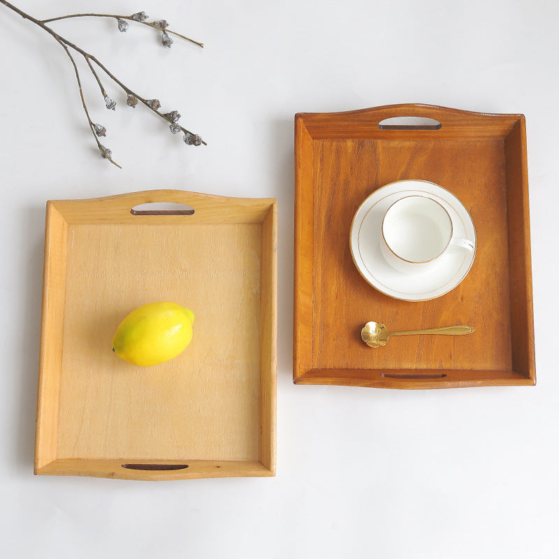 Retro Rectangular Wooden Serving Tray Tea Cutlery Trays Storage Pallet