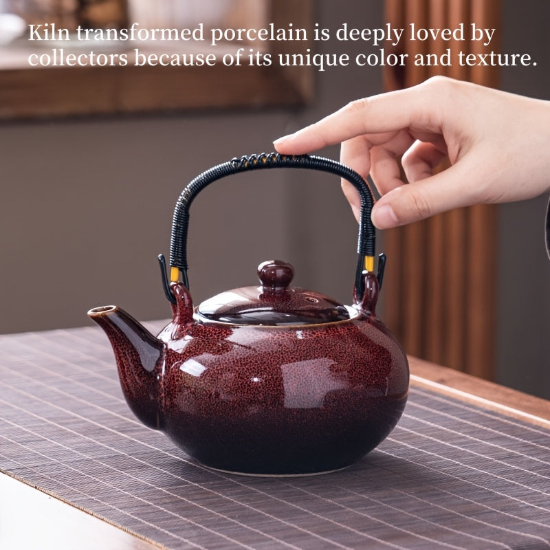 1pc Unique Kiln-Changed Ceramic Teapot, 25.36 oz, Assorted Novelty