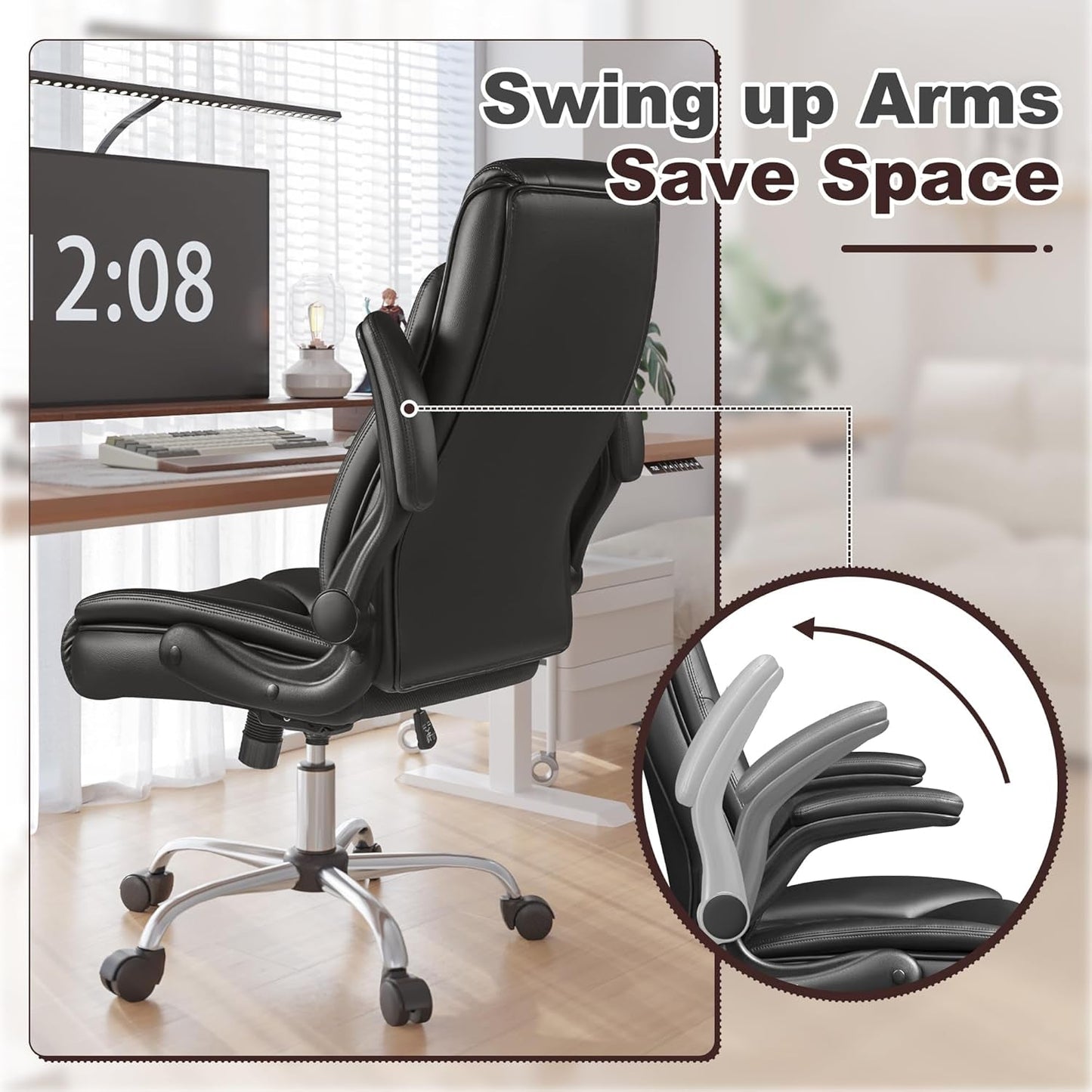 Executive Office Chair, Ergonomic High Back with Adjustable Flip-Up