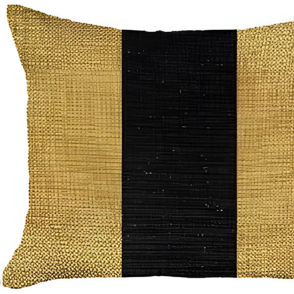 Set Of Two 18" X 18" Yellow And Black Geometric Zippered Handmade