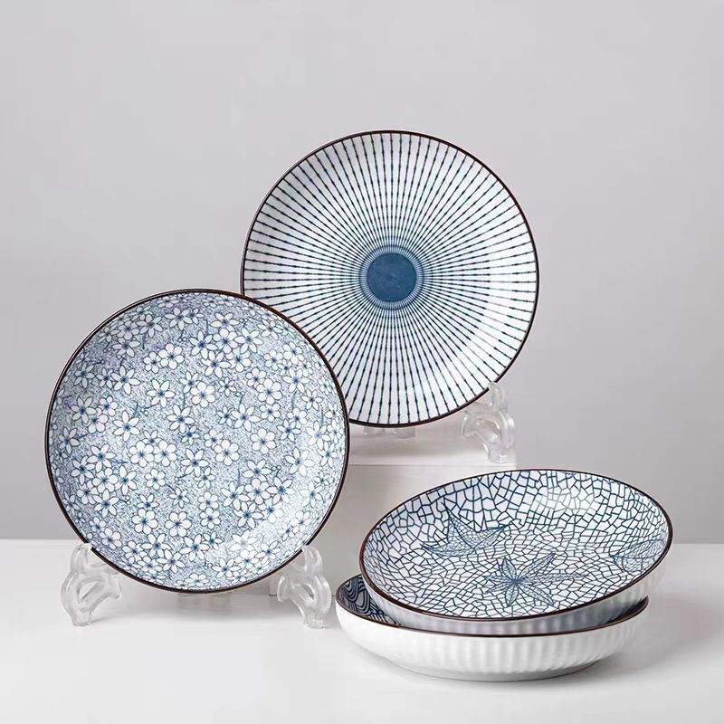 4Piece Japanese Ceramic Dinner Plates Set 1778 cm