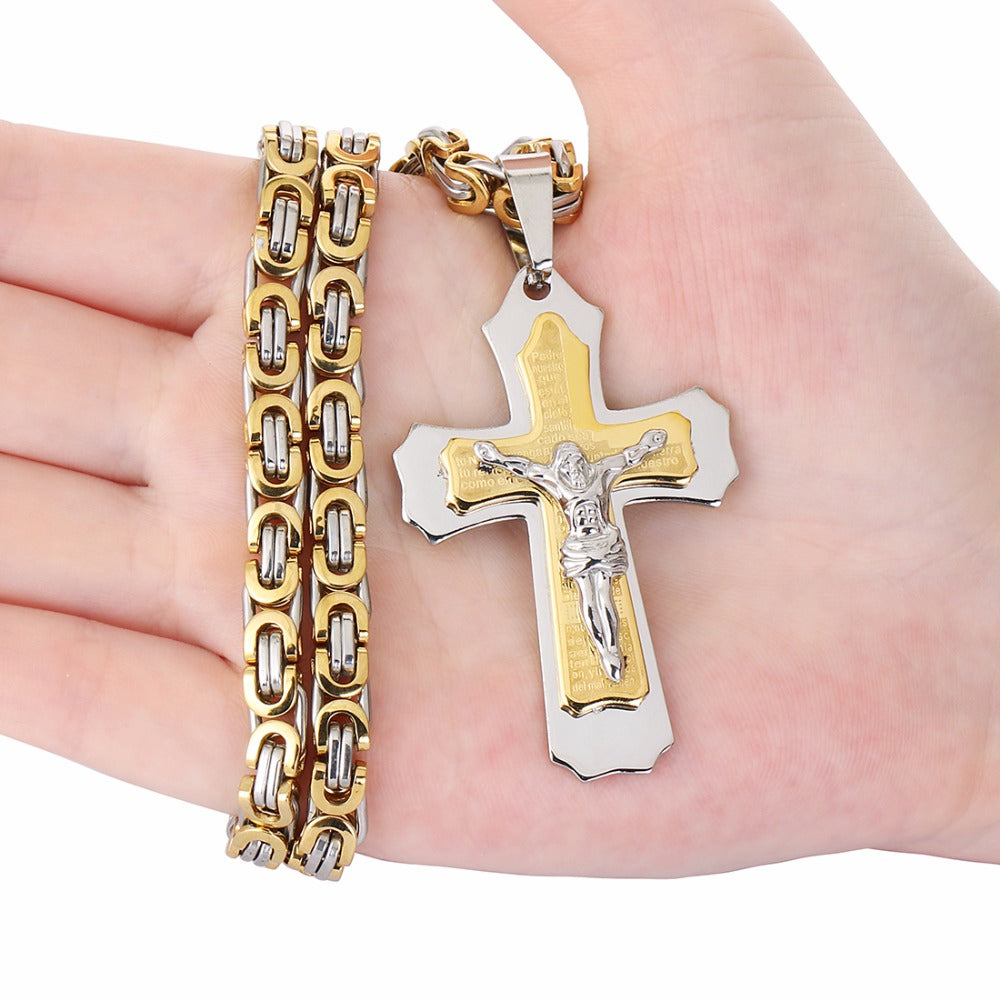 Trendy Cross Shape Men's Titanium Pendant Necklace