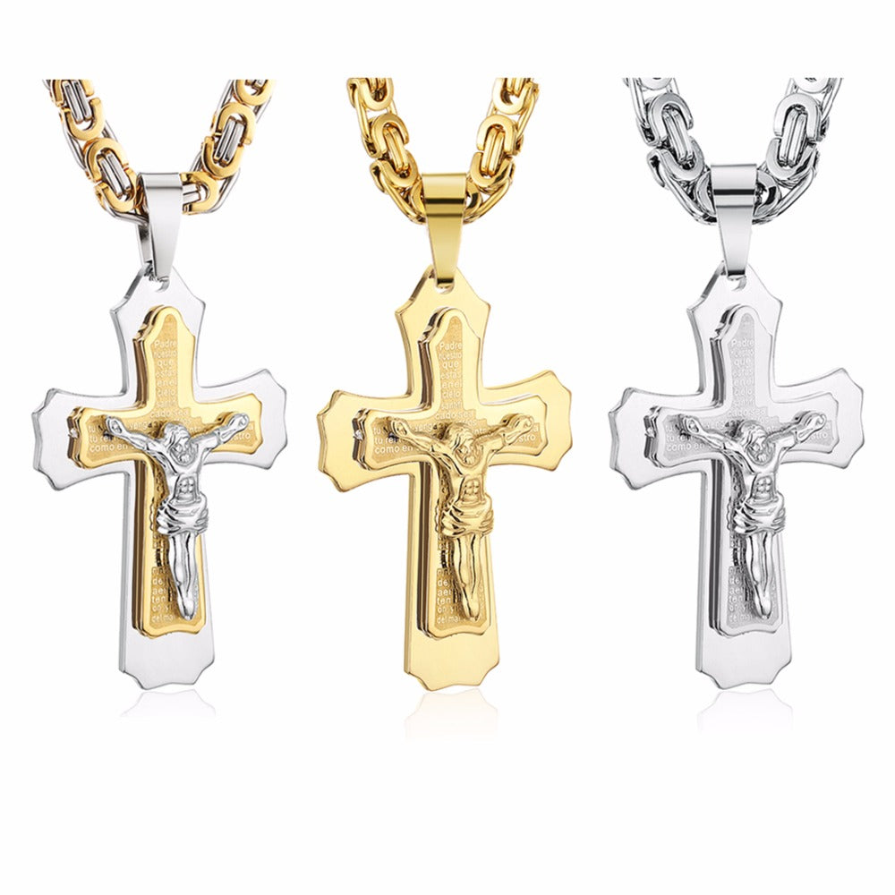 Trendy Cross Shape Men's Titanium Pendant Necklace