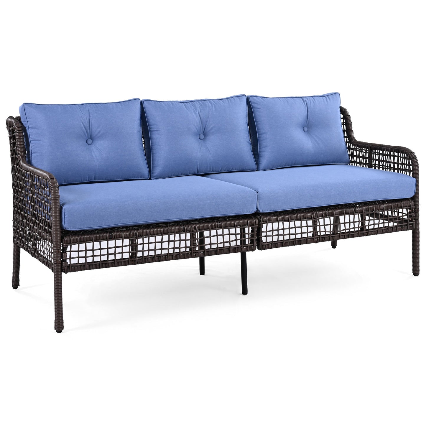 4 Pieces Patio Furniture Set with Swivel Chairs, Outdoor Wicker Sofas