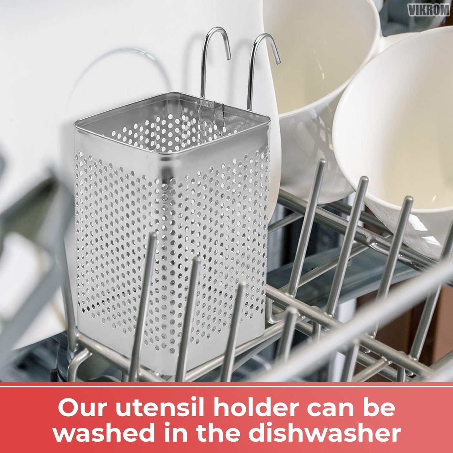 Stainless Steel Utensil Holder for Kitchen Counter Perforated