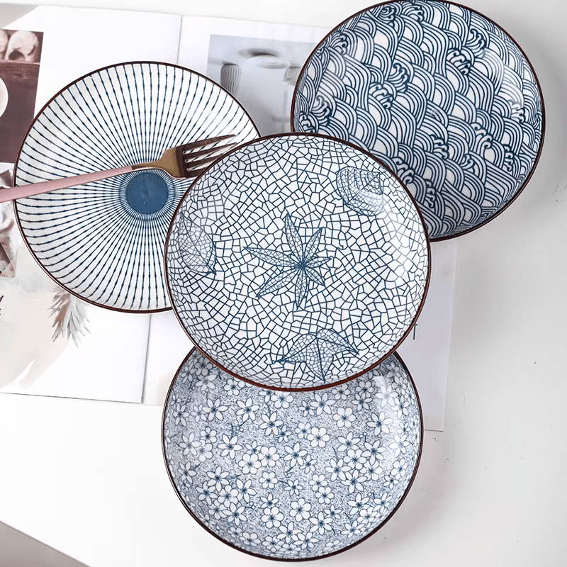 4Piece Japanese Ceramic Dinner Plates Set 1778 cm