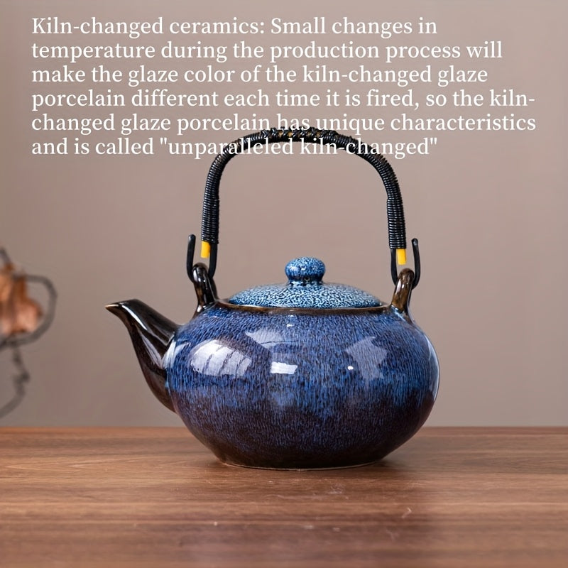 1pc Unique Kiln-Changed Ceramic Teapot, 25.36 oz, Assorted Novelty