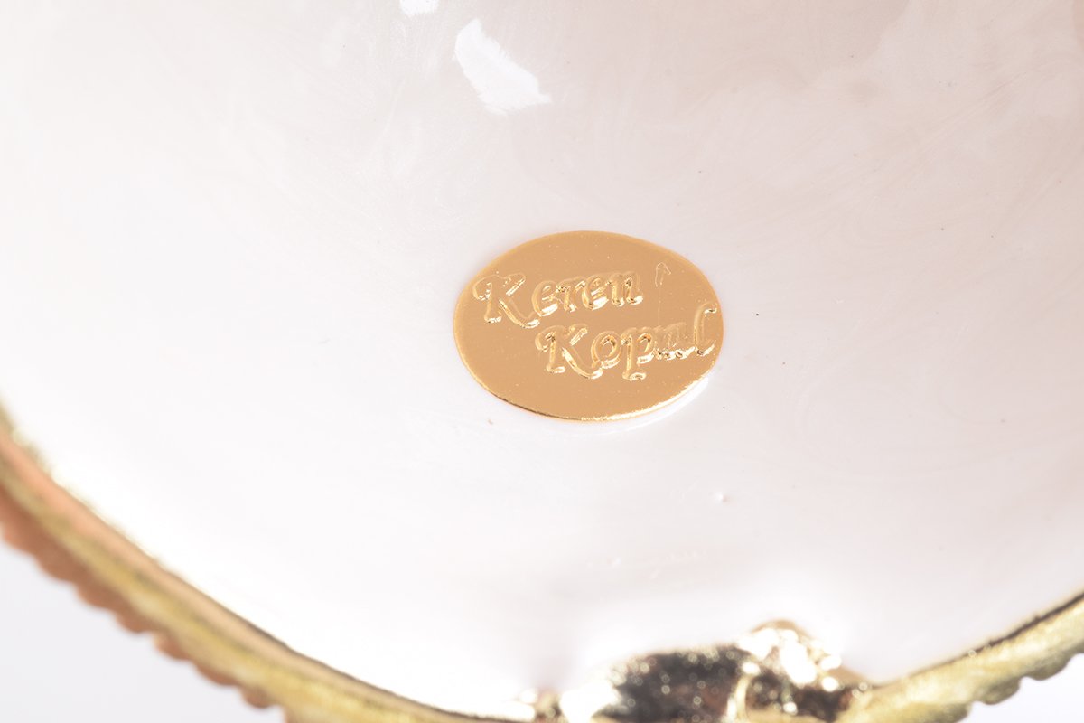 White Faberge Egg with Pearl