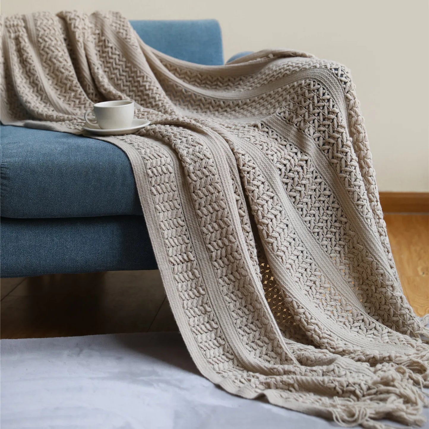 Super Soft Textured Knitted Throw Blanket - Decorative & Cozy