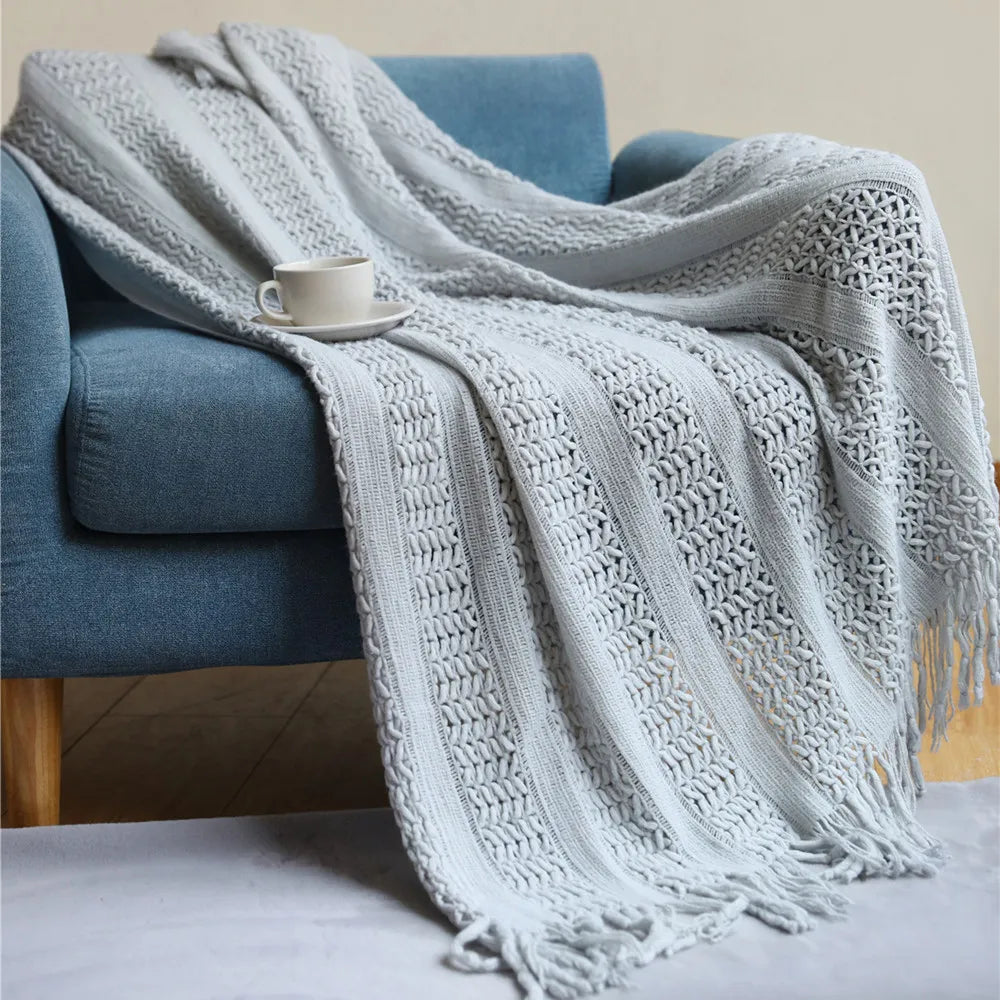 Super Soft Textured Knitted Throw Blanket - Decorative & Cozy