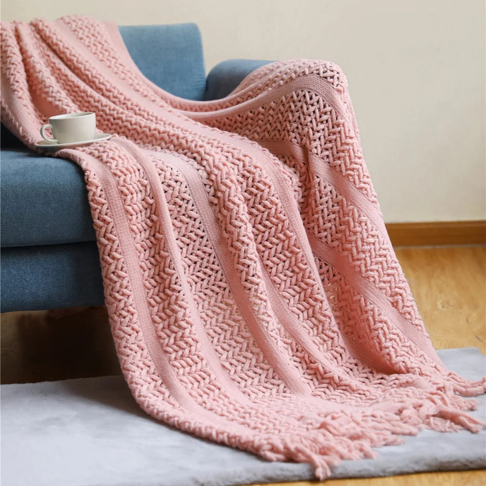 Super Soft Textured Knitted Throw Blanket - Decorative & Cozy