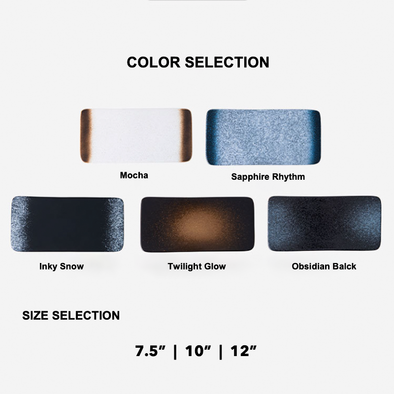 Modern Rectangular Sushi Plate|High-Fired Ceramic Sushi Serving Plate
