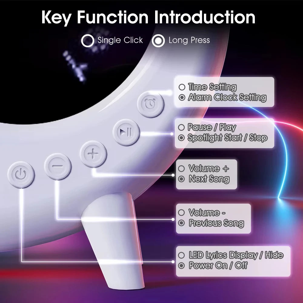 Portable Wireless Bluetooth Speaker with Lyrics Subtitles Night Light