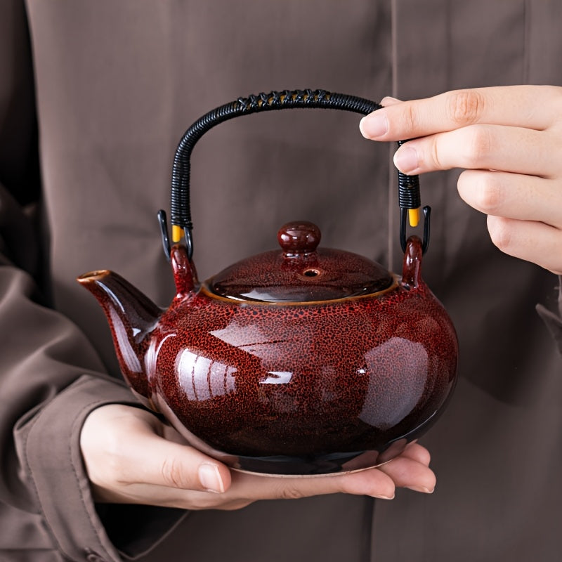 1pc Unique Kiln-Changed Ceramic Teapot, 25.36 oz, Assorted Novelty