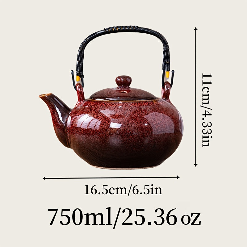 1pc Unique Kiln-Changed Ceramic Teapot, 25.36 oz, Assorted Novelty