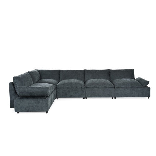 LuneluX_Home – 115.5" Modular Deep Gray Sectional Sofa with Storage &