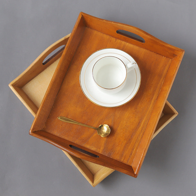 Retro Rectangular Wooden Serving Tray Tea Cutlery Trays Storage Pallet