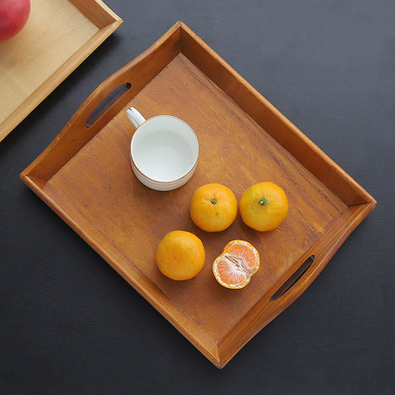 Retro Rectangular Wooden Serving Tray Tea Cutlery Trays Storage Pallet