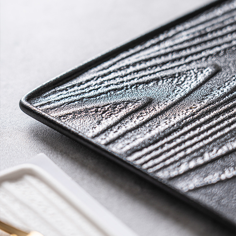 Modern Square Ceramic Dinner Plate｜High-Fired Stone-Texture Ceramic