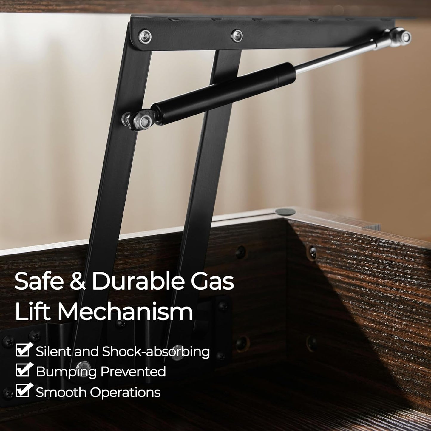 Lift Top Coffee Table with Hidden Compartment and Storage Shelf,
