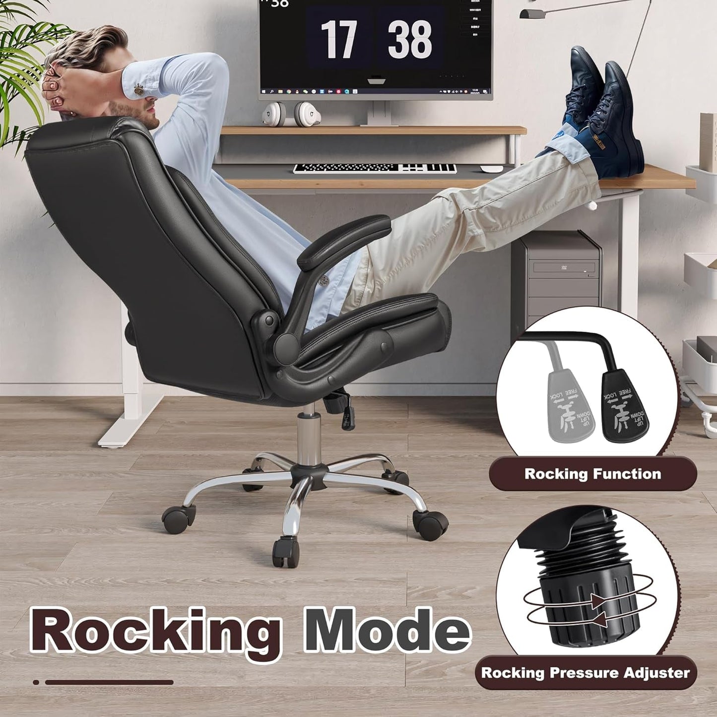 Executive Office Chair, Ergonomic High Back with Adjustable Flip-Up