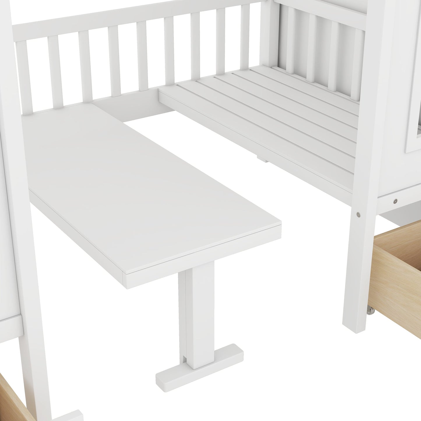 Twin-Over-Twin Bunk Bed with Changeable Table, Bunk Bed Turn into