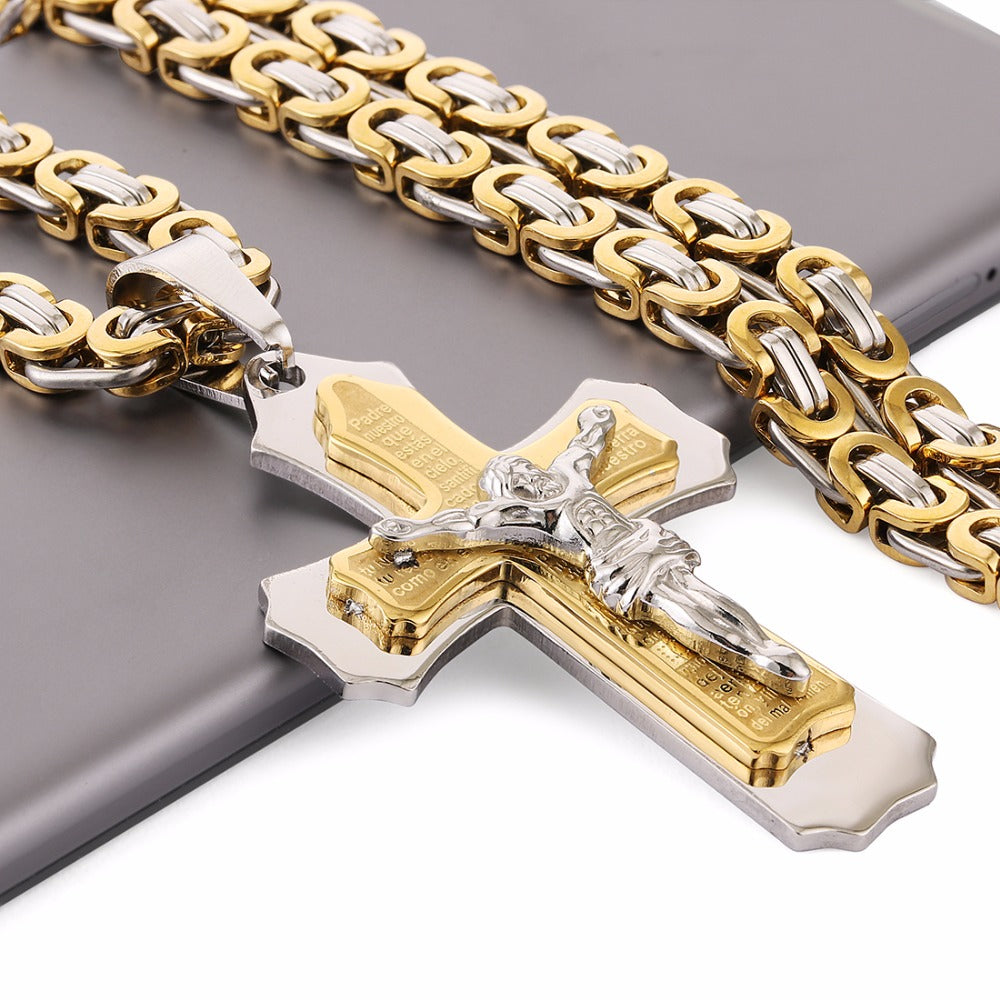 Trendy Cross Shape Men's Titanium Pendant Necklace