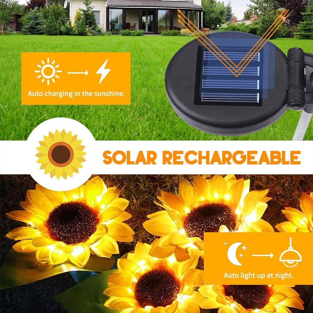 2/4/6 PCS Solar Sunflower Lights LED Waterproof Landscape Outdoor