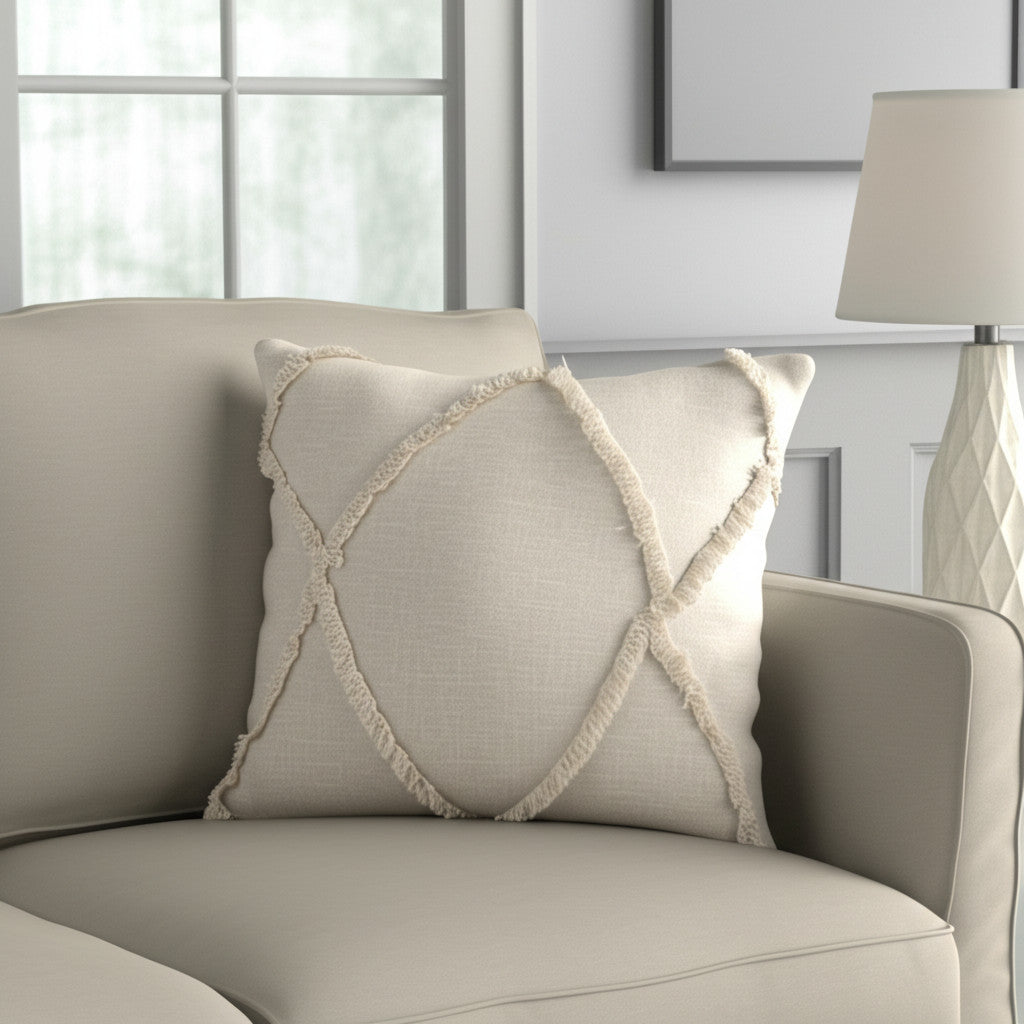 20" Taupe Cotton Throw Pillow