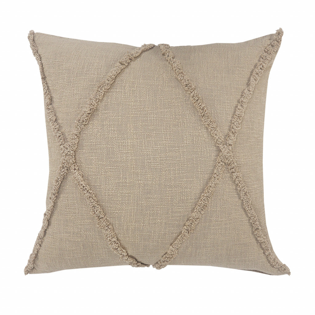 20" Taupe Cotton Throw Pillow