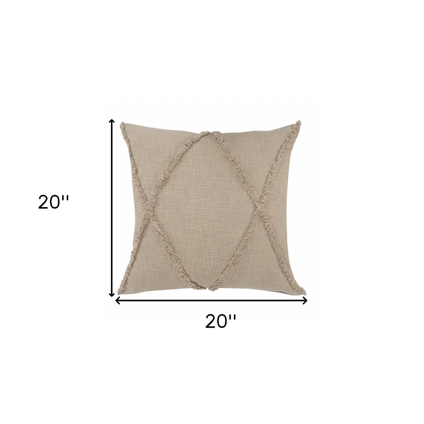 20" Taupe Cotton Throw Pillow