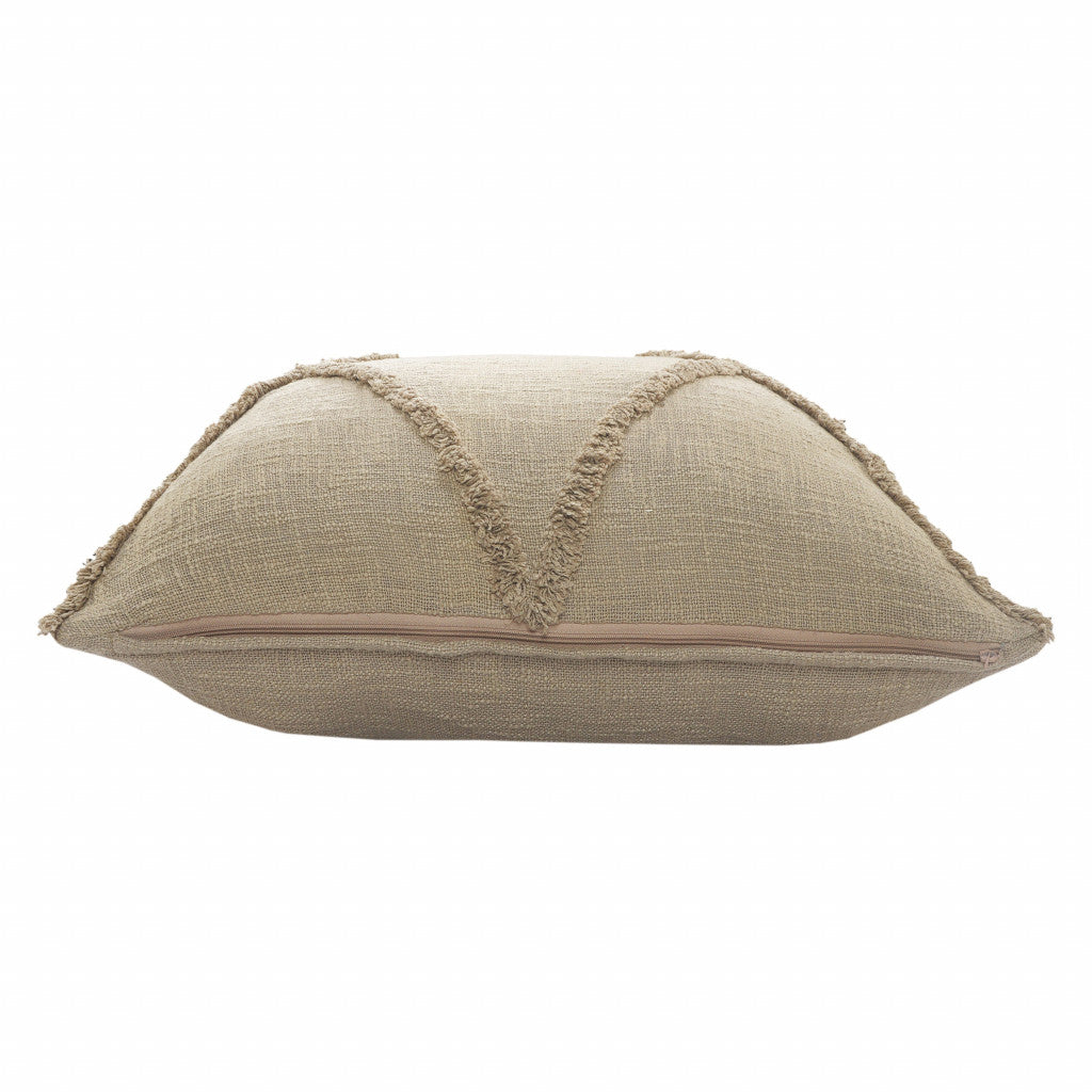 20" Taupe Cotton Throw Pillow