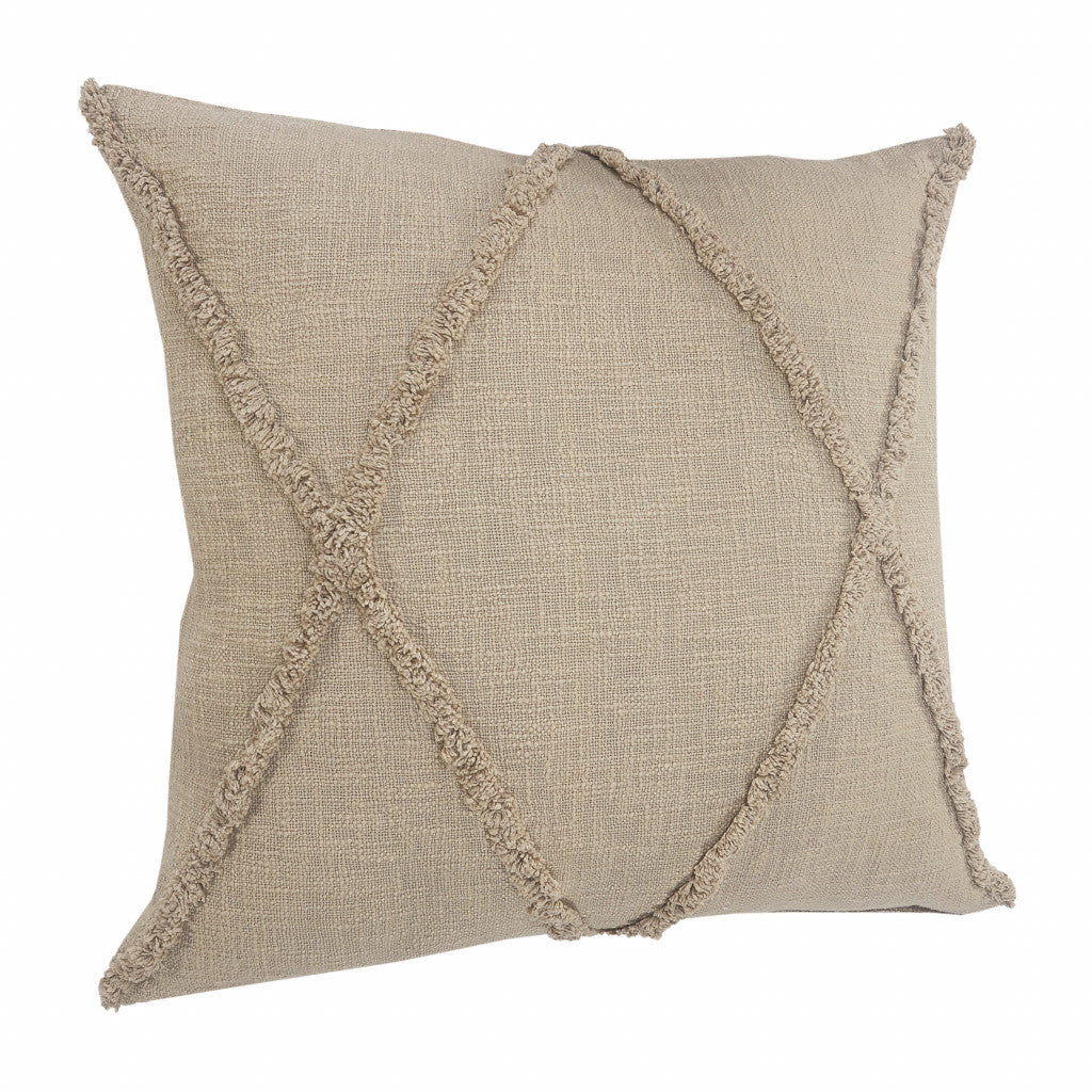 20" Taupe Cotton Throw Pillow