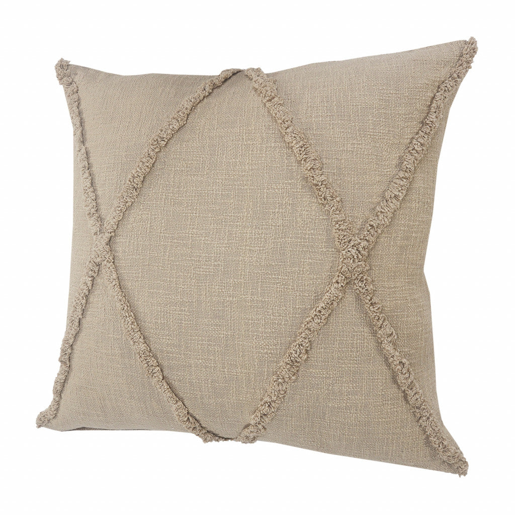20" Taupe Cotton Throw Pillow