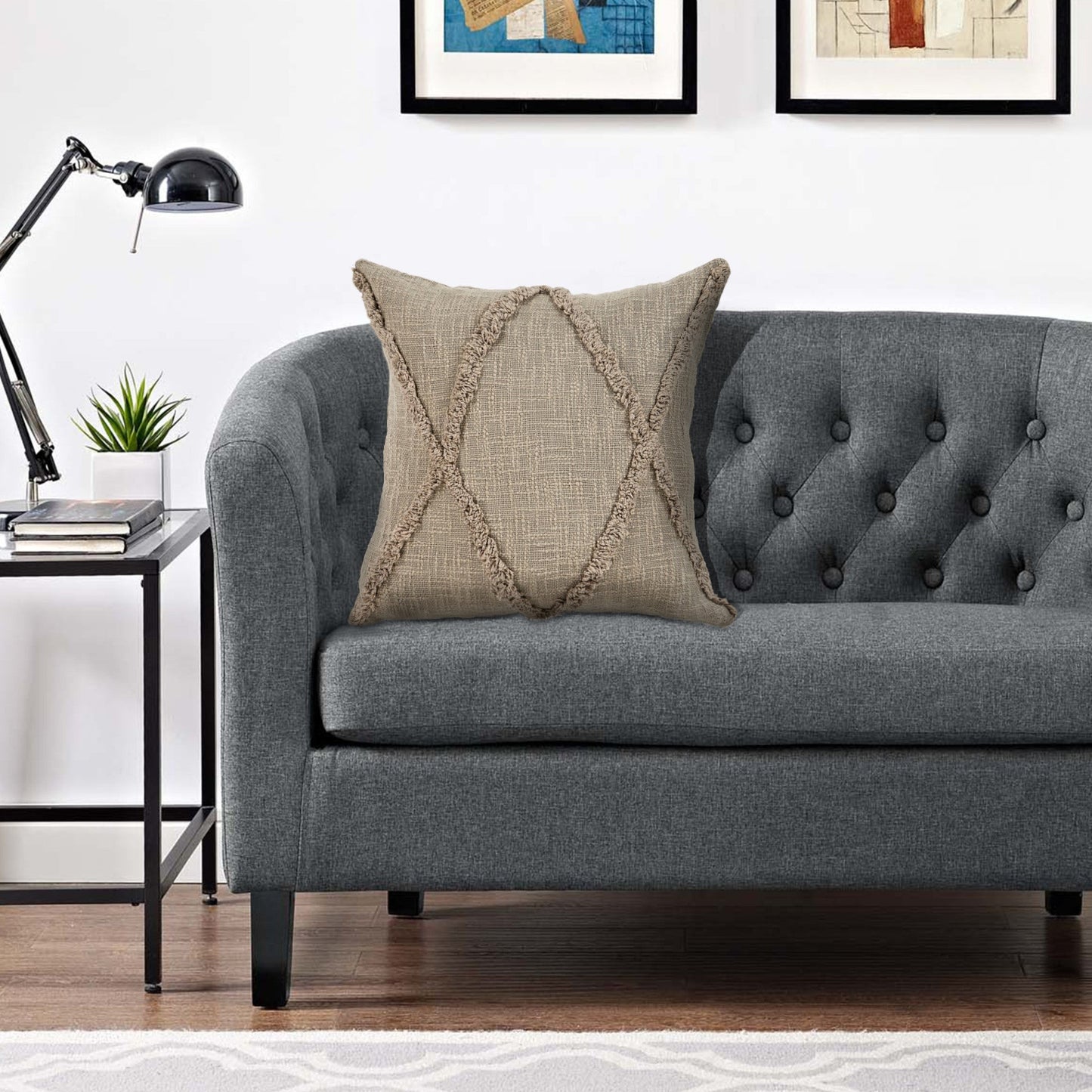 20" Taupe Cotton Throw Pillow