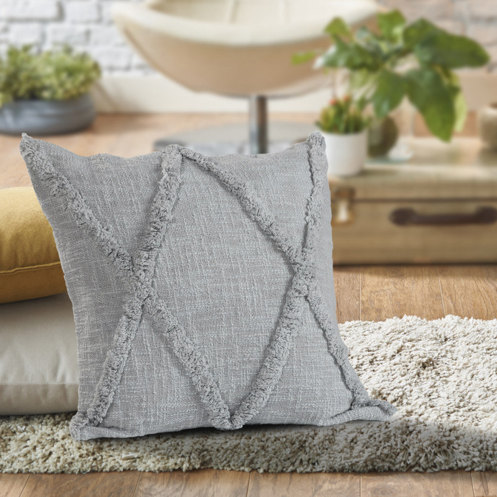 20" Taupe Cotton Throw Pillow