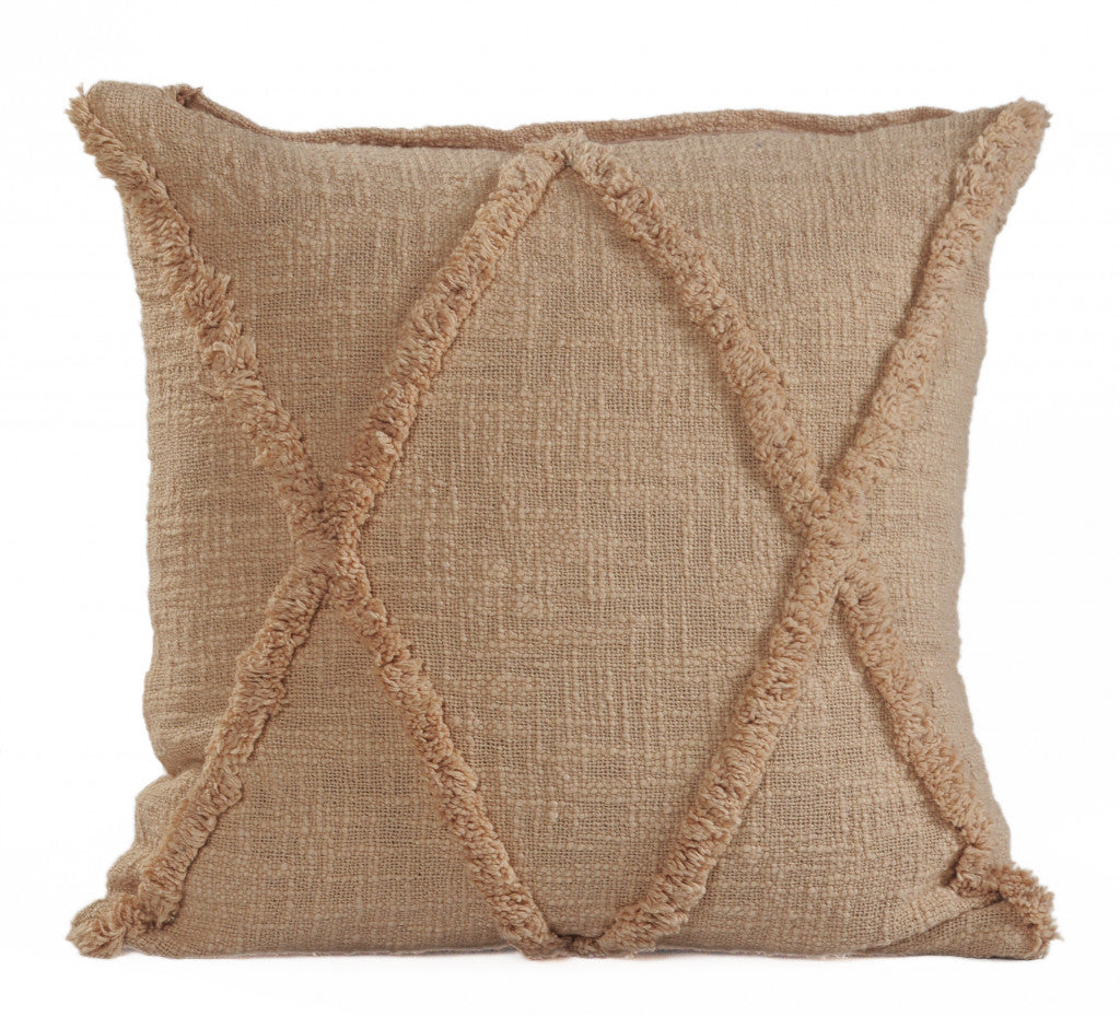 20" Taupe Cotton Throw Pillow