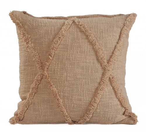 20" Taupe Cotton Throw Pillow