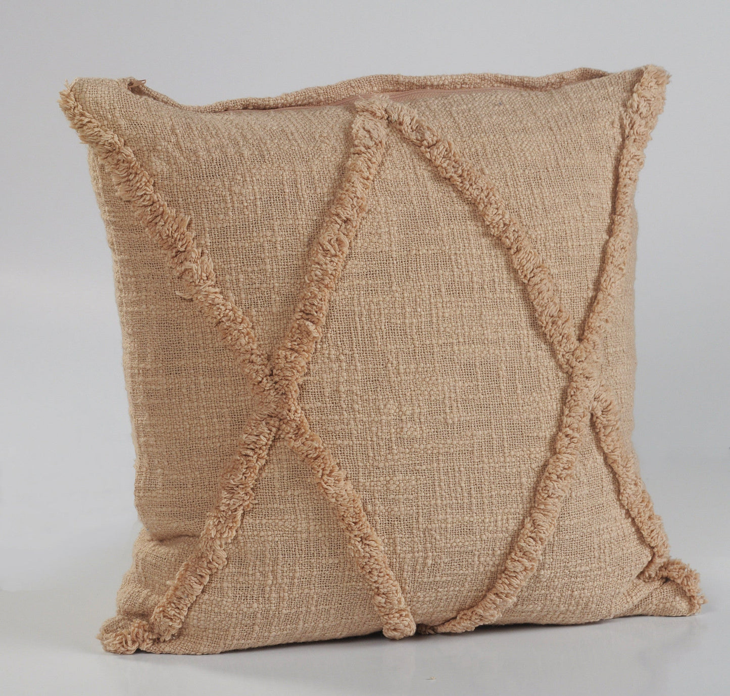20" Taupe Cotton Throw Pillow