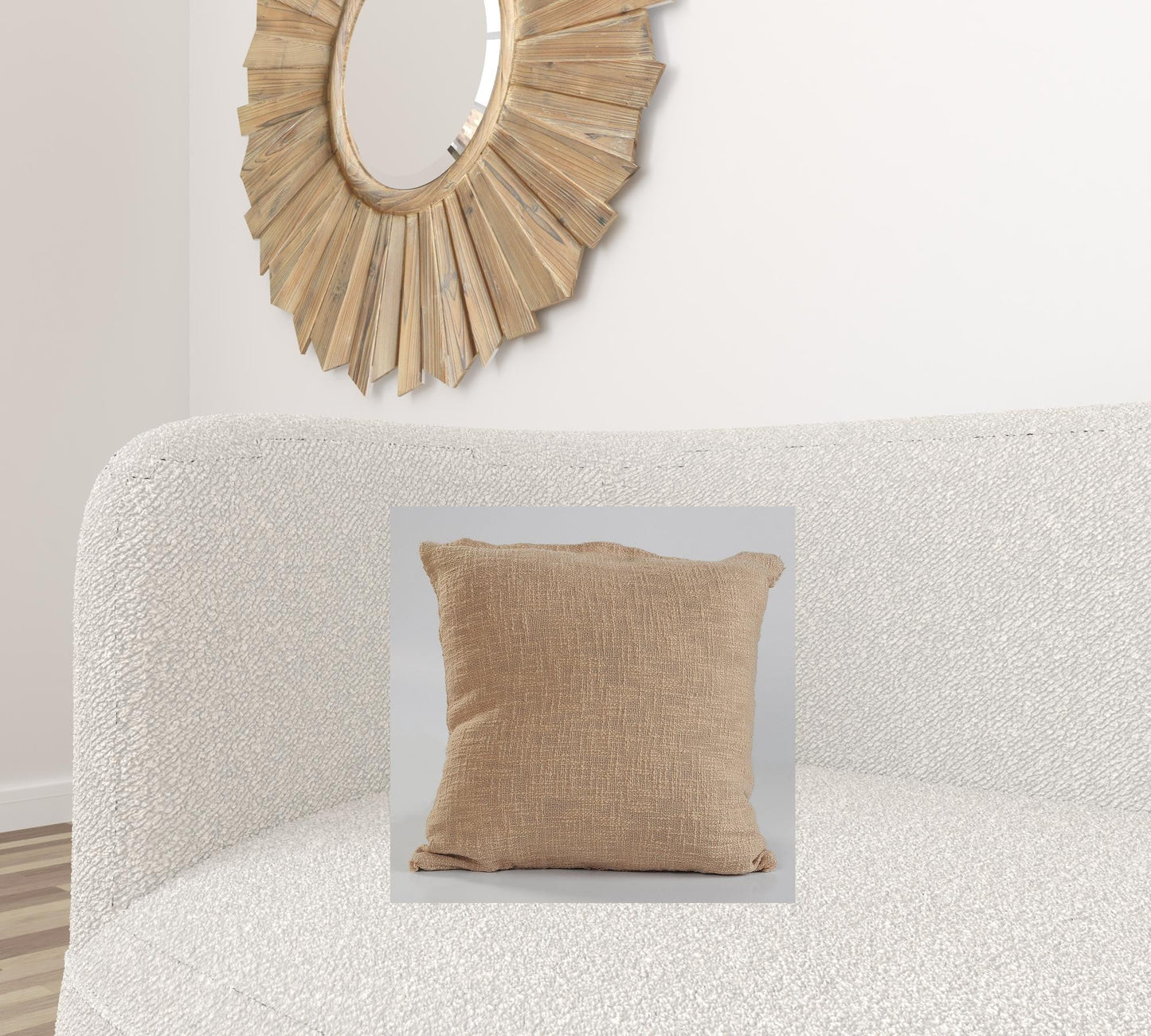 20" Taupe Cotton Throw Pillow
