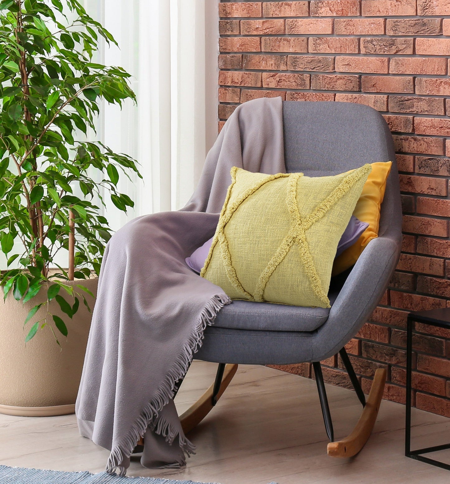 20" Taupe Cotton Throw Pillow