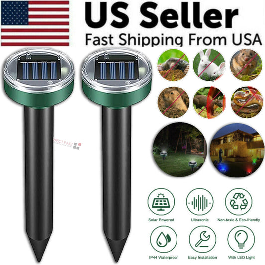 Solar Power Animal Repeller Ultrasonic Mole Pest Cat Mice Rodent
