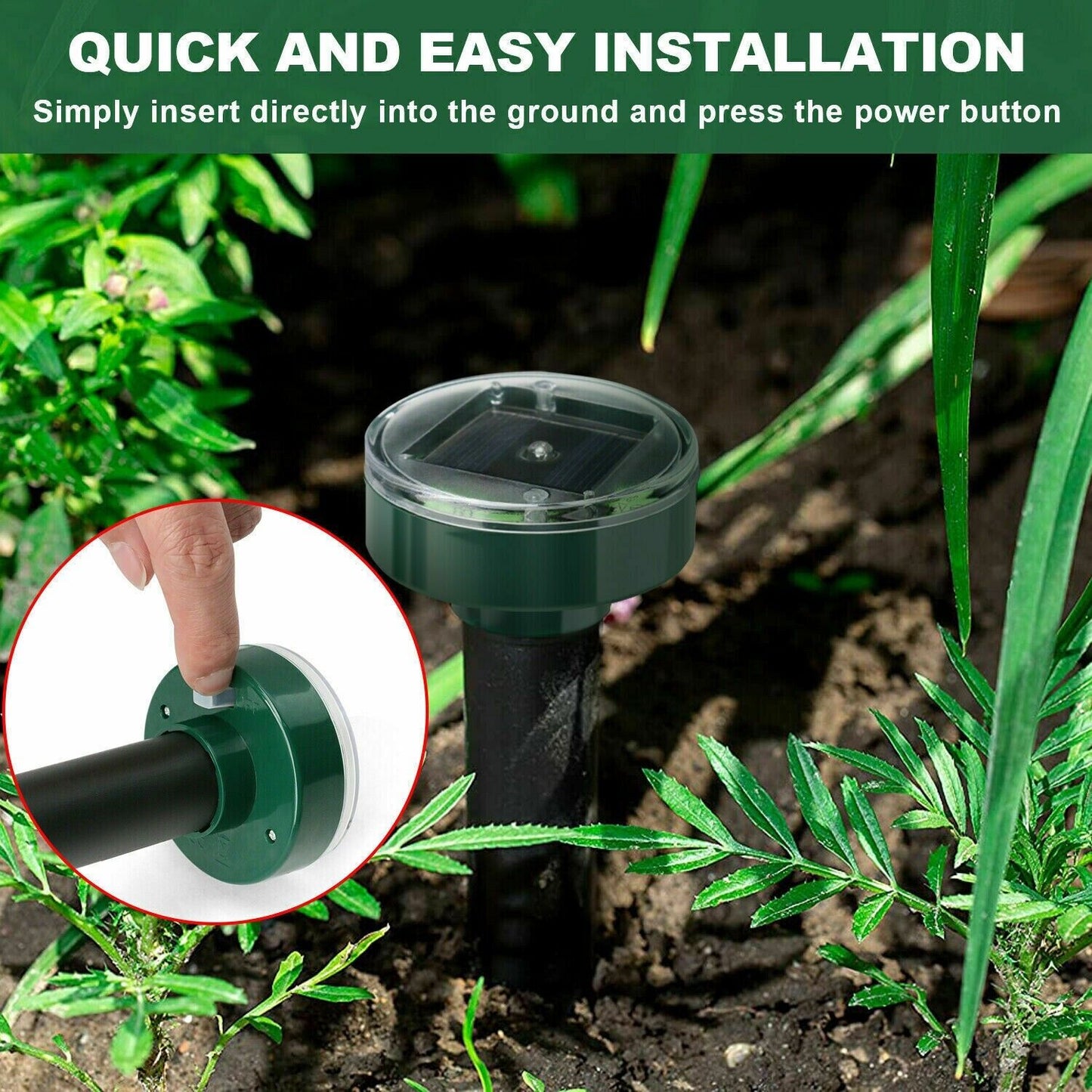 Solar Power Animal Repeller Ultrasonic Mole Pest Cat Mice Rodent