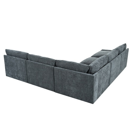 LuneluX_Home – 115.5" Modular Deep Gray Sectional Sofa with Storage &