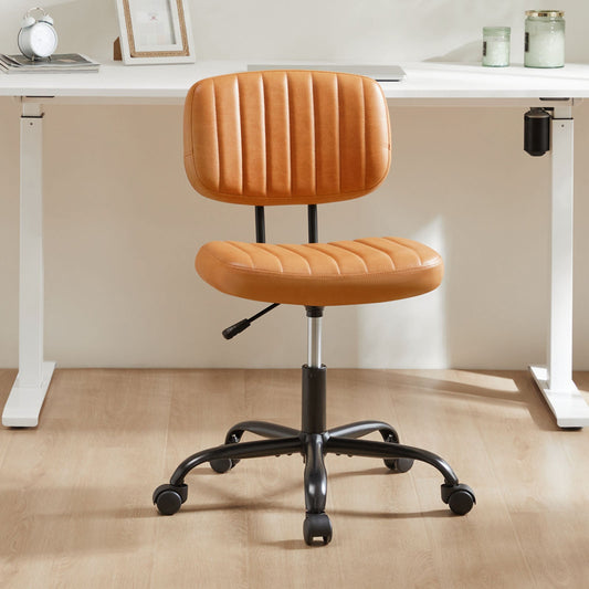 SWEETCRISPY PU Leather Low Back Task Chair Small Home Office Chair