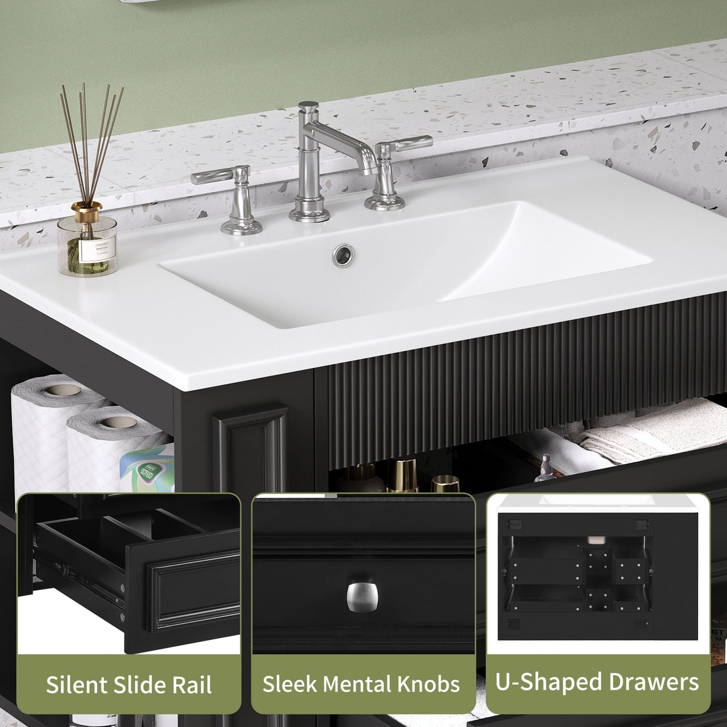 30'' Wall Mounted Bathroom Vanity, Floating Bathroom Storage Cabinet