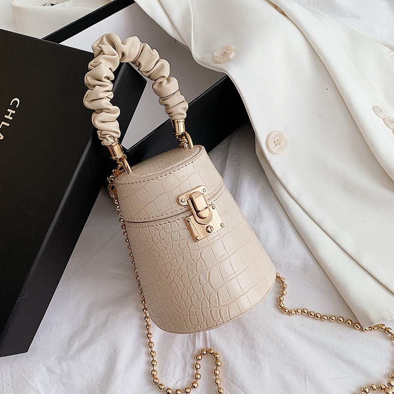 Women's Crocodile Pattern Round Bucket Bag