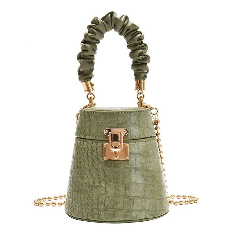 Women's Crocodile Pattern Round Bucket Bag