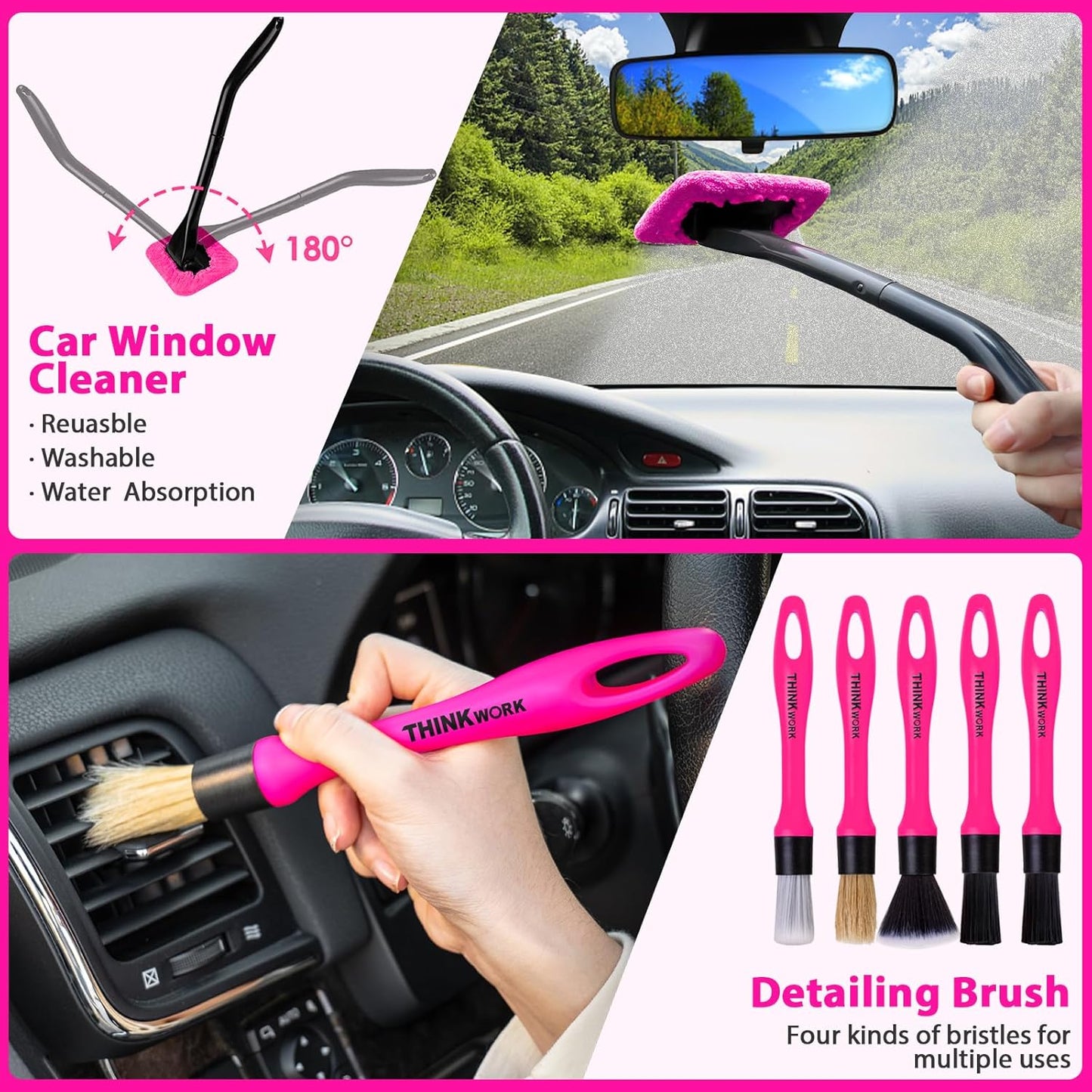 THINKWORK Car Detailing Kit Interior Cleaner, Car Cleaning Kit with